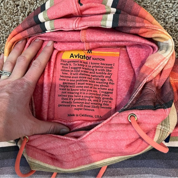 Aviator Nation Ninja Hoodie - Pink Serape Stripe - Picture 7 of 7
